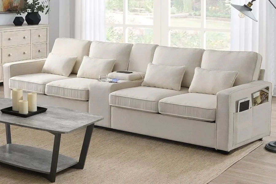 Sectional Sofa with Built-in Wireless Charger