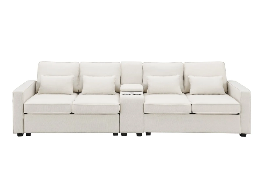 4-Seat Linen Sectional with Storage Options